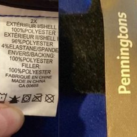 PENNINGTONS Cobalt Blue Hooded Puffer Coat 2X - Picture 4 of 5